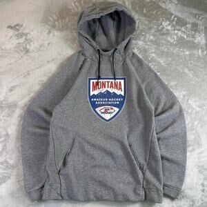 Bauer Team Montana Hockey Hoodie Mens M Gray Fleece Lined Pullover USA Hockey